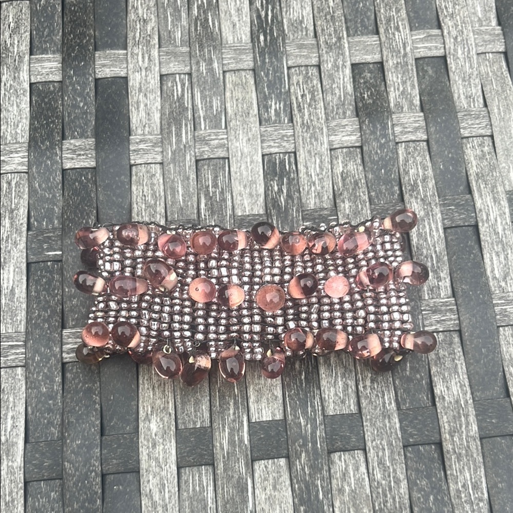 Beaded Hair Clip with Pink Accents